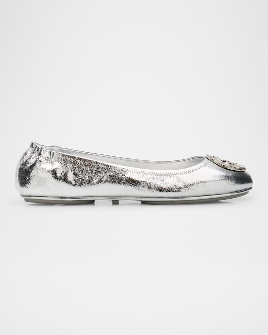 Tory Burch Minnie Leather Logo Travel Ballerina Flats | Neiman Marcus