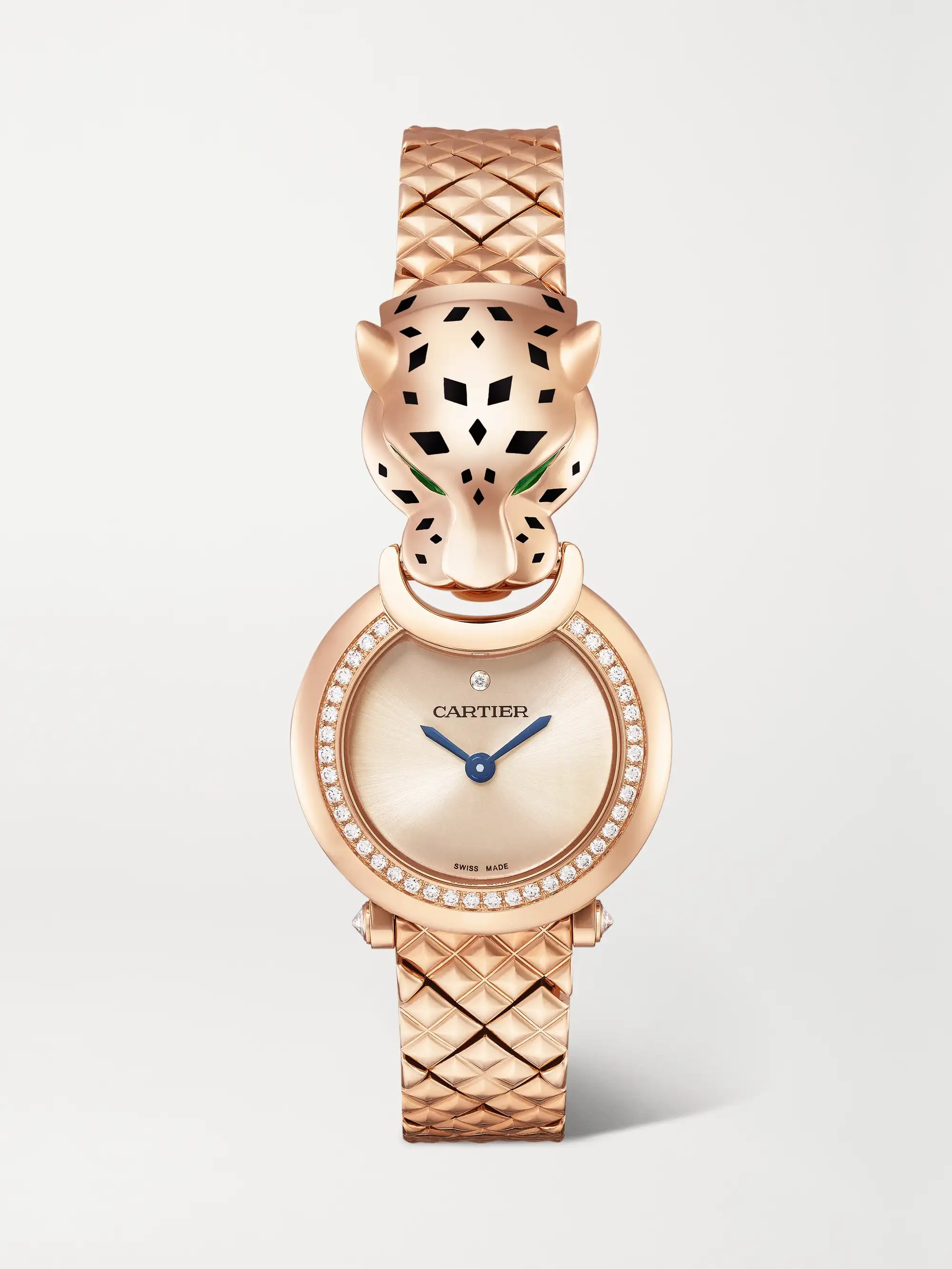 Panthère de Cartier 23.6mm small 18-karat rose gold, lacquer, diamond and tsavorite watch | NET-A-PORTER (US)