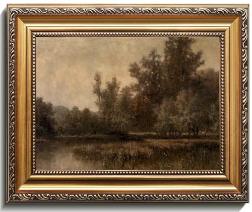 uniro Vintage Gold Framed Wall Art, Farmhouse Wall Decor Dark Moody Fall Canvas Art Prints Painting, Rustic Landscape Wall Art Picture, Antique Country Wall Decor for Living Room, Bedroom, Bathroom | Amazon (UK)