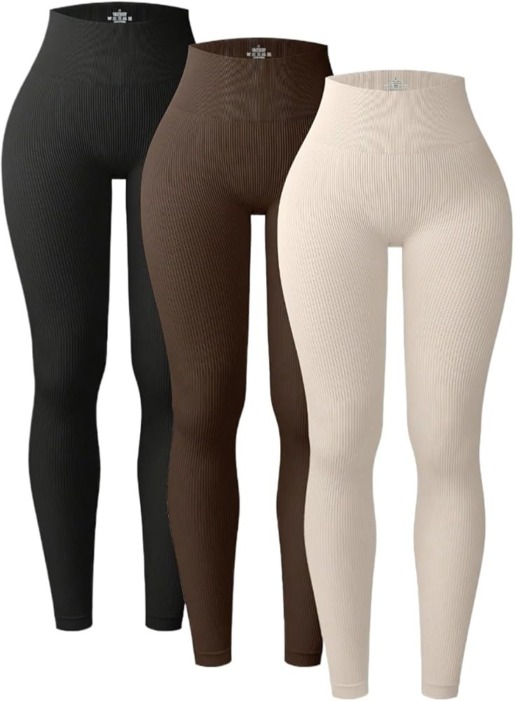 3Pcs High Waisted Leggings for Women-Womens Black Seamless Workout Leggings Running Tummy Control... | Amazon (US)