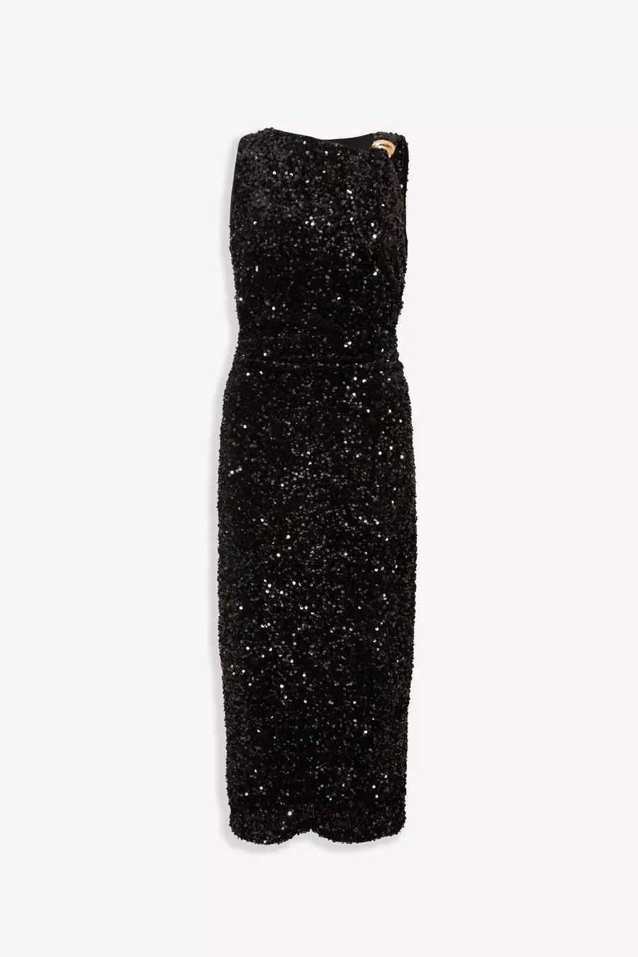 Home/Petite Black Sequin Buckle Detail Midaxi Dress | Quiz Clothing