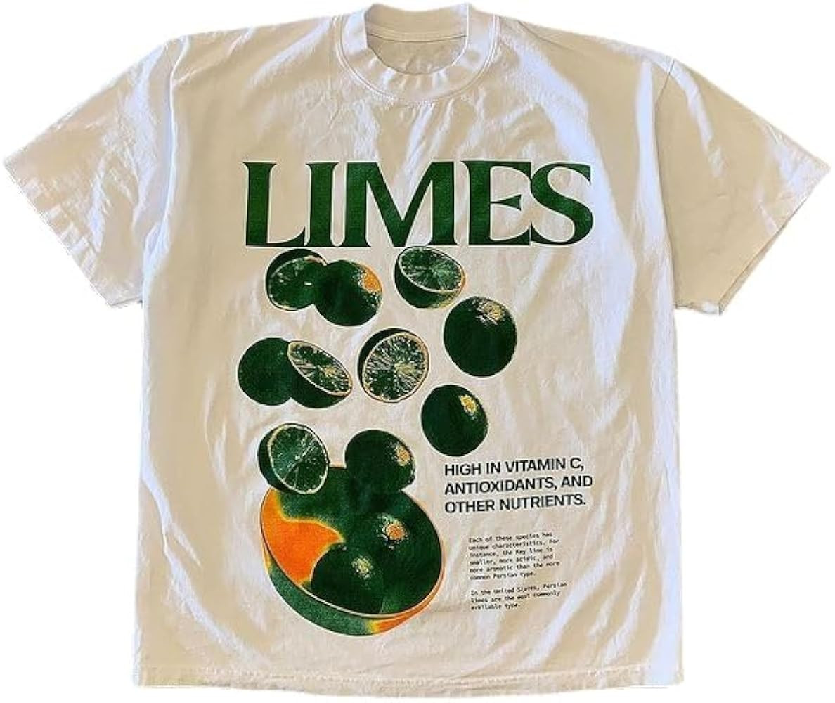 Lime Vintage Y2k Letter Printed T-shirt Oversized Top for Men's 2023 New Harajuku Loose Fitting S... | Amazon (US)