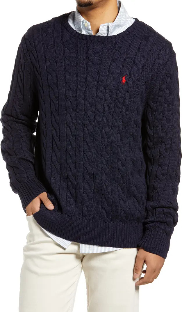 Cable Knit Cotton Crewneck Sweater | Nordstrom