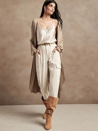 Ribbed Duster Cardigan with Silk | Banana Republic (US)