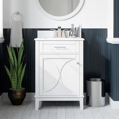 allen + roth Alcova 24-in White Undermount Single Sink Bathroom Vanity with White Engineered Ston... | Lowe's