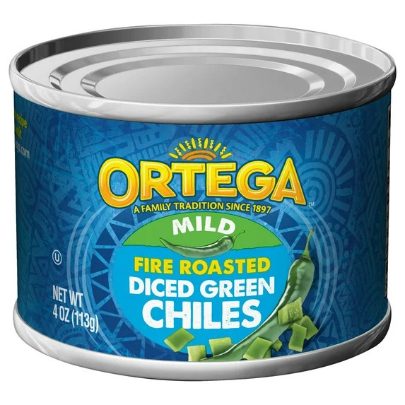 Ortega Fire Roasted Mild Diced Green Chiles, Kosher, 4 oz (Canned) | Walmart (US)