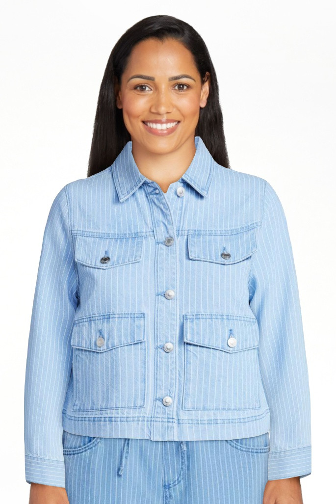 Free Assembly Women's Striped Denim Jacket, Sizes XS-XXL | Walmart (US)