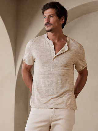 Linen Henley T-Shirt | Banana Republic (US)