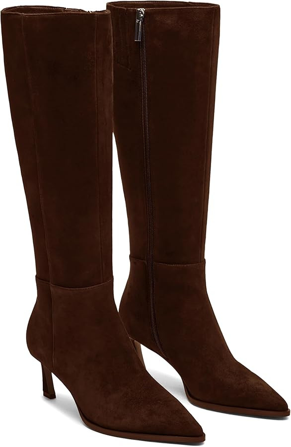 Celbreez Knee High Boots Women Kitten Heel Pointed Toe Tall Boots for Women Side Zipper Long Boot... | Amazon (US)