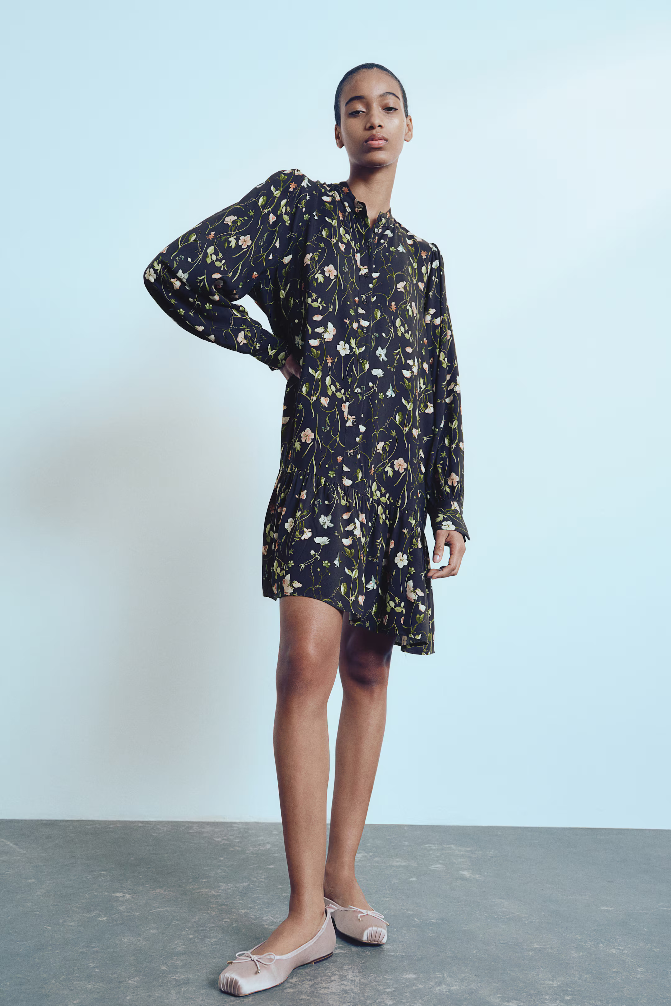 Patterned Viscose Dress - Black/floral - Ladies | H&M US | H&M (US + CA)