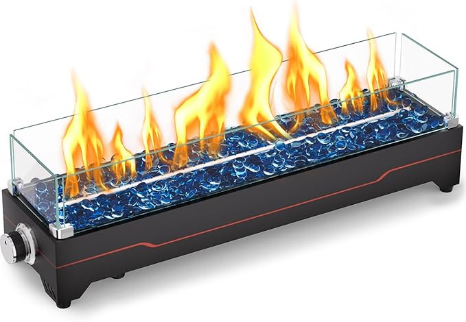 GRISUN Tabletop Fire Pit,28 Inch Propane Fire Pit Table,45000 BTU Table Top Firepit with Glass Wi... | Amazon (US)