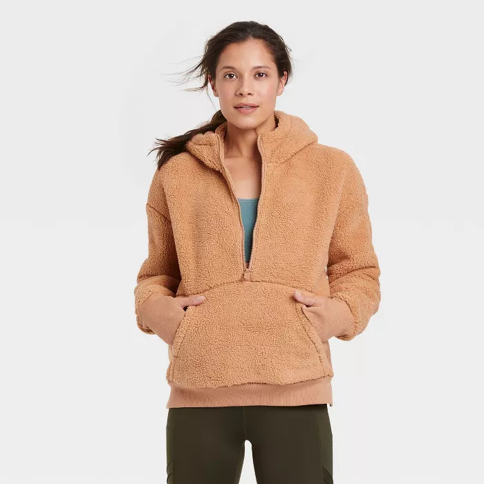 Women's Cozy 1/2 Zip Hooded Pullover Sweatshirt - All in Motion™ | Target