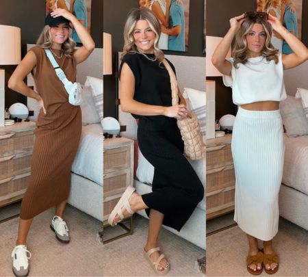 3 easy ways to style my favorite spring set 🤎🖤🤍 #affordablewomensclothing #twopieceknitribbedset #easycomfyoutfitinspo #amazonspringfashion amazon spring fashion must have ribbed knit two piece skirt sweater set easy comfy casual outfit inspo affordable women’s clothing 

#LTKSeasonal #LTKfindsunder50 #LTKstyletip