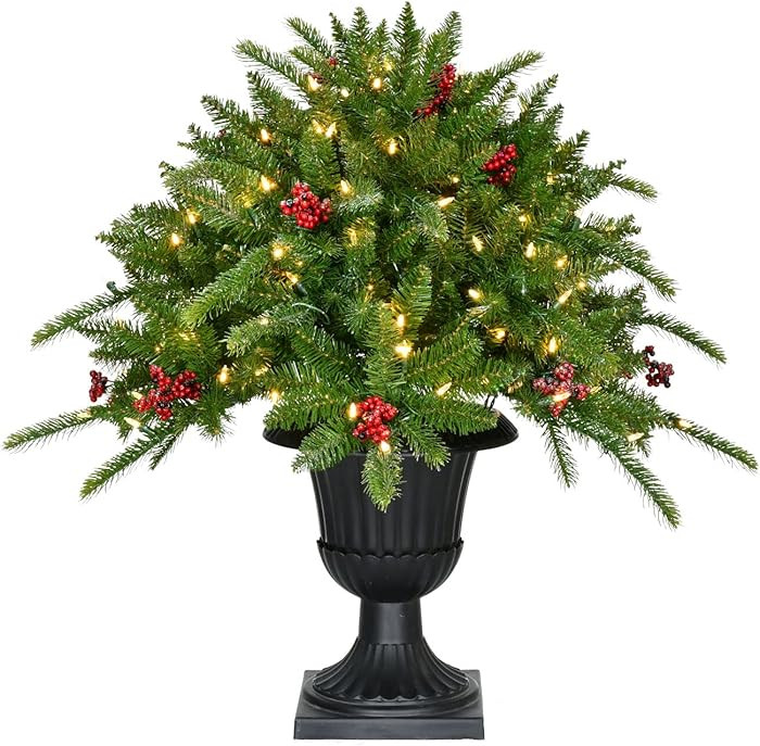 Fraser Hill Farm Traditional Pine with Red Berries in Black Pot | Perfect Outdoor Holiday Decor |... | Amazon (US)