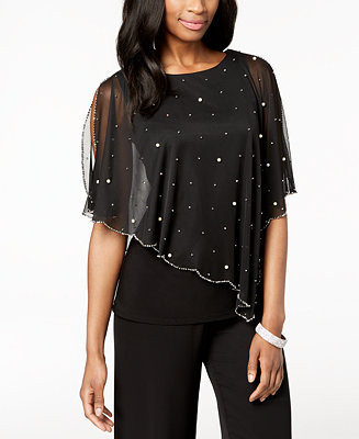 Embellished Asymmetrical Overlay Top | Macy's