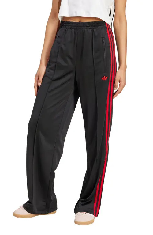adidas Firebird Recycled Polyester Track Pants in Black/better Scarlet at Nordstrom, Size Large | Nordstrom