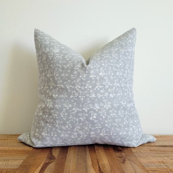 Grey Botanical Pillow Cover  Modern Farmhouse Throw Pillow - Etsy | Etsy (US)