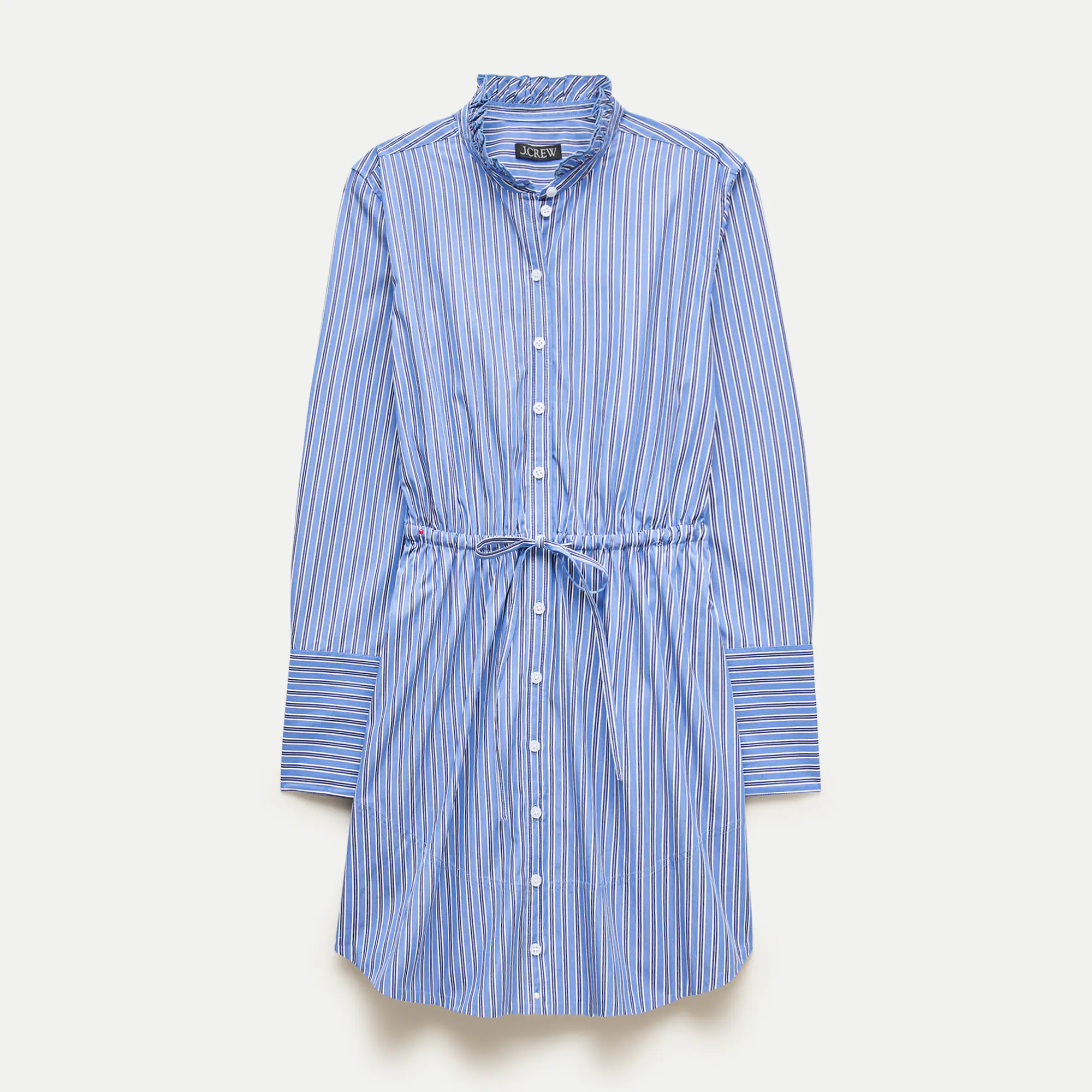 Ruffle-collar mini shirt-dress in striped Greenwich poplin | J. Crew US