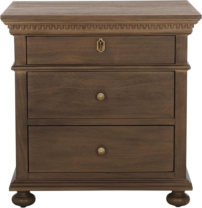 SAFAVIEH Couture Home Collection Allisyn Brown 3-Drawer Wood Nightstand Table (Fully Assembled) | Amazon (US)