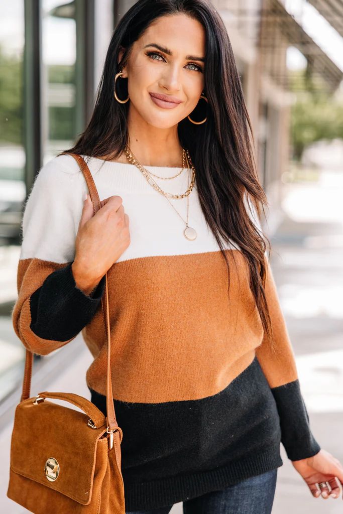 Just Too Good Ivory Multi Colorblock Sweater | The Mint Julep Boutique