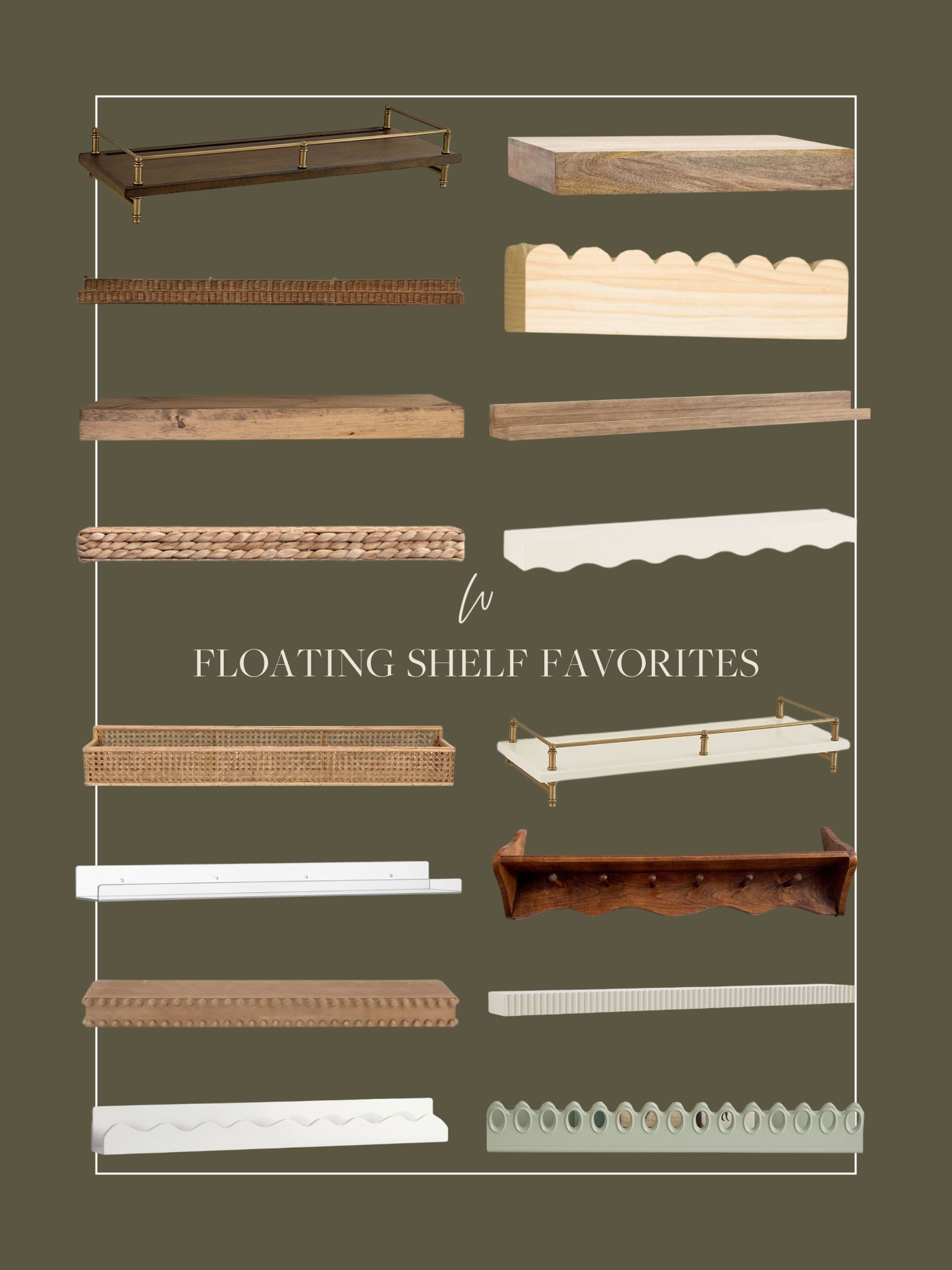 Floating shelves are one thing I love utilizing in our home, specifically in our nurseries! Axel has these acrylic shelves in his room, and they’re perfect for housing all his books. And we just got these beautiful scalloped ones for baby girl’s room, and I can’t wait to style hers too! Love the detail on all of these—wicker, woven, scalloped, vintage, and more! 

#LTKhome #LTKstyletip