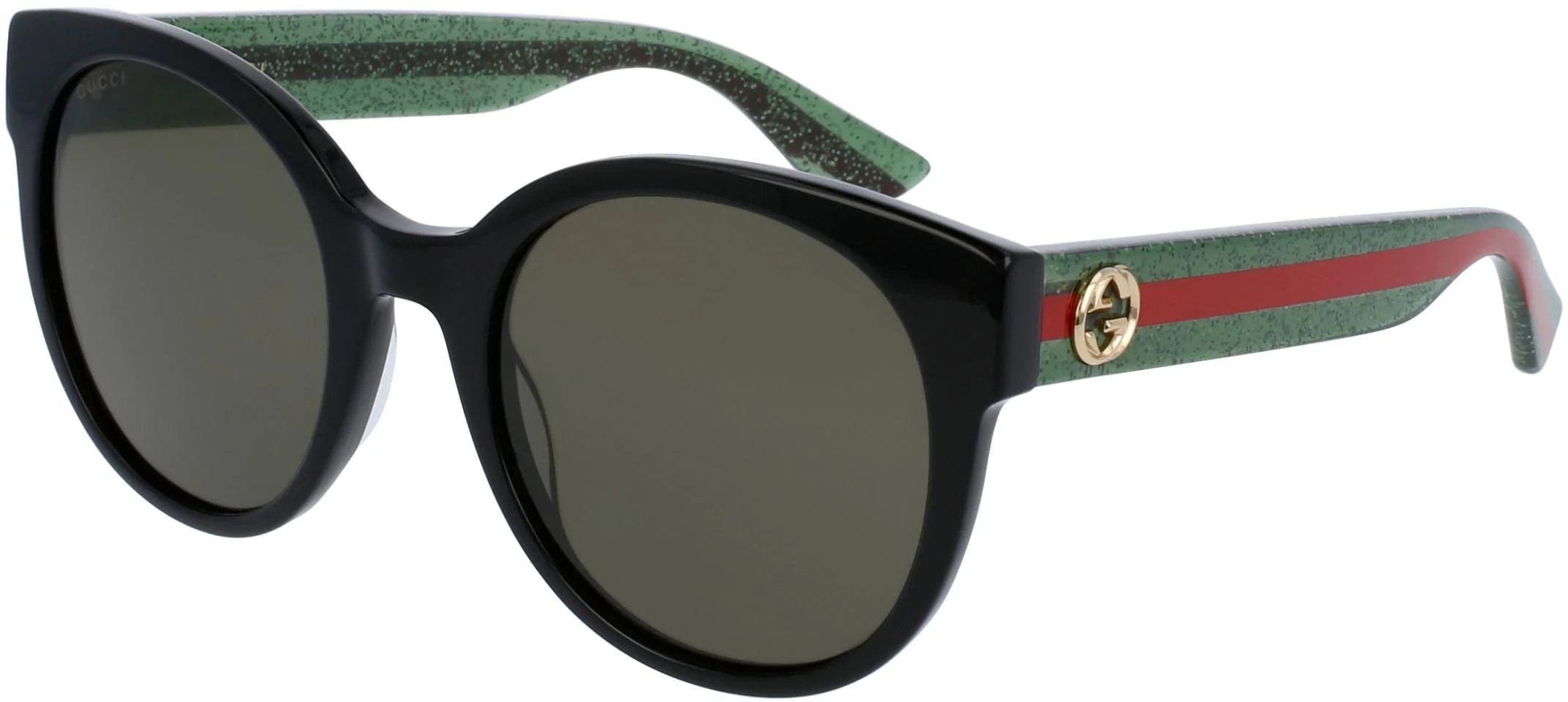 Gucci Web GG0035SN Sunglasses 002 - Black/Green - Green Women Oval | Designer Optics