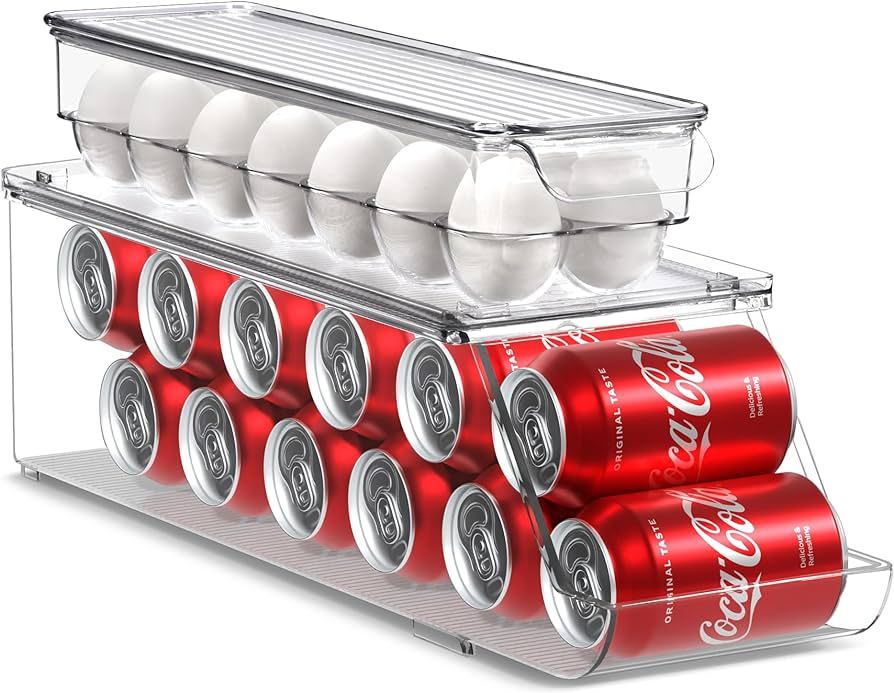 Sorbus Soda Can Organizer for Refrigerator & Egg Holder for Fridge Set, 1 Stackable Can Holder Di... | Amazon (US)