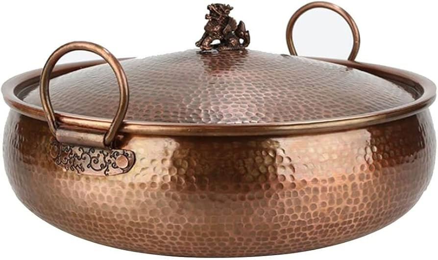 Chinese Style Induction Cooker Copper Hot Pot Red Copper Handmade Copper Mutton Soup Pot With Sau... | Amazon (US)