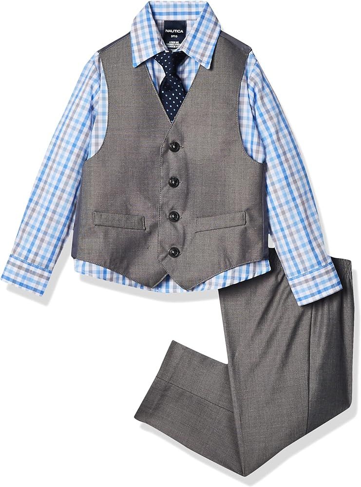 Nautica boys 4-piece Vest Set With Dress Shirt, Tie, Vest, and Pants | Amazon (US)