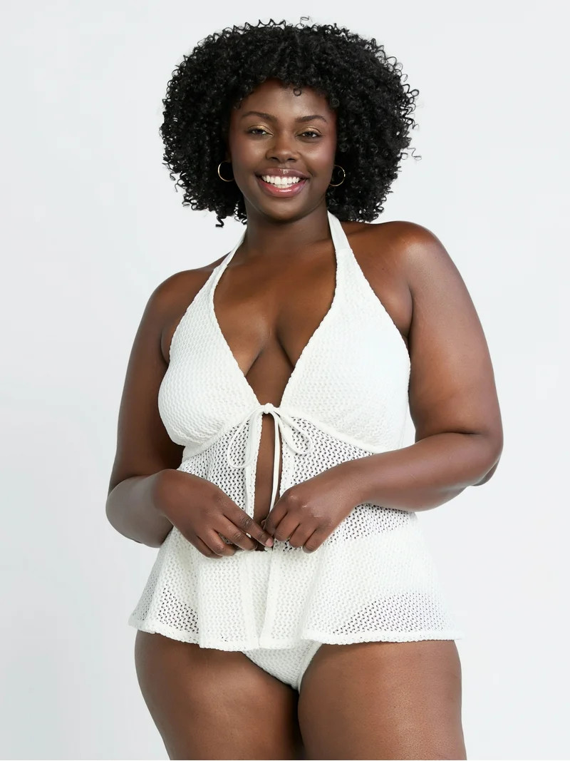 Time and Tru Women's and Women's Plus Crochet Tankini Swim Top, Sizes XS-3X | Walmart (US)