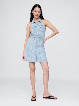 Icon Denim Halter Mini Dress | Gap (US)