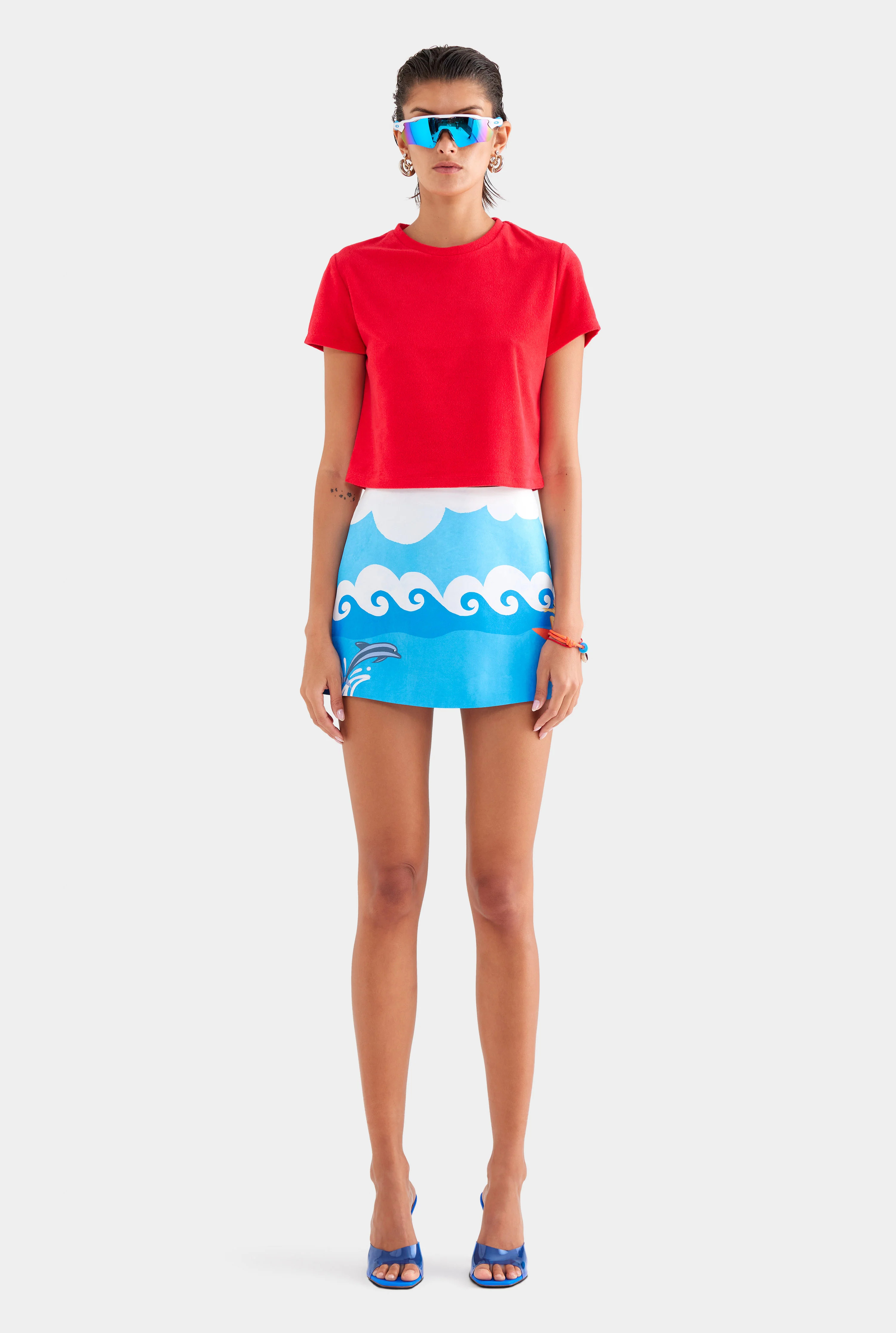 Womens Terry Baby Tee in Red | Venroy | Venroy AU