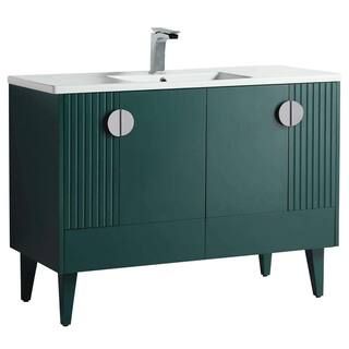 FINE FIXTURES Venezian 48 in. W x 18.11 in. D x 33 in. H Bathroom Vanity Side Cabinet in Green wi... | The Home Depot