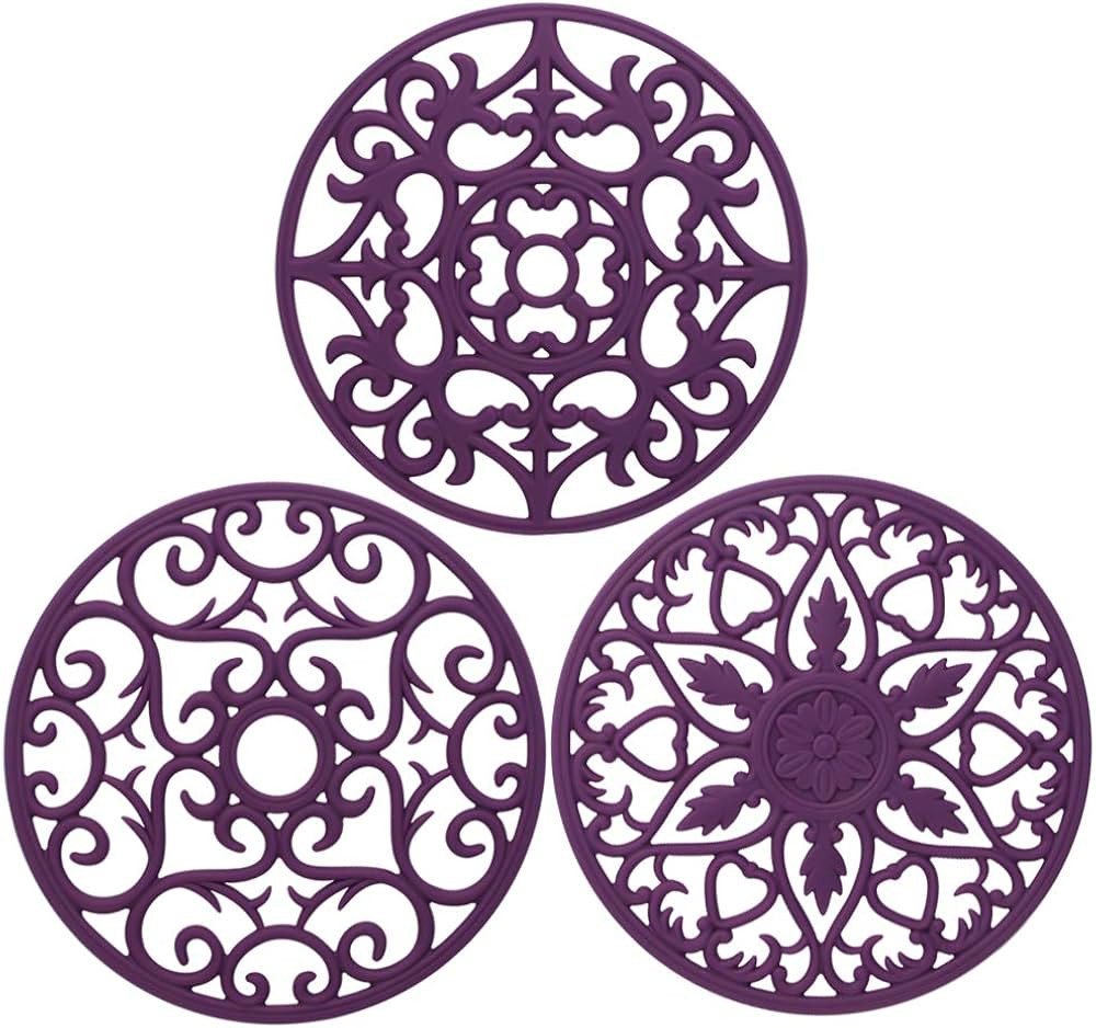Silicone Trivet ME.FAN 3 Set Silicone Trivet Mat - Multi-Use Intricately Carved Insulated Flexibl... | Amazon (US)