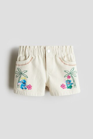 H & M - Loose Fit Denim Shorts - Light Beige/Lilo & Stitch | H&M (US + CA)