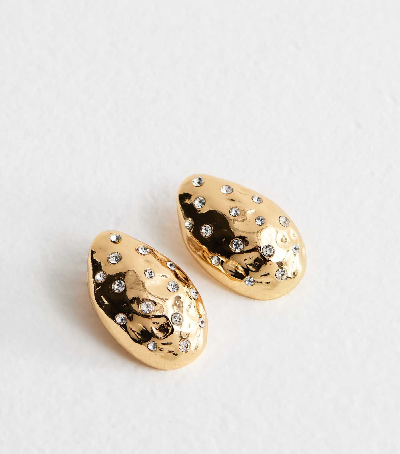 Gold Tone Diamante Oval Stud Earrings | New Look | New Look (UK)