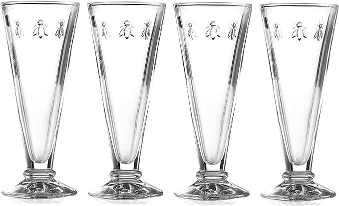 La Rochere Set of 4 Bee Design Glass Champagne Flutes | Amazon (US)