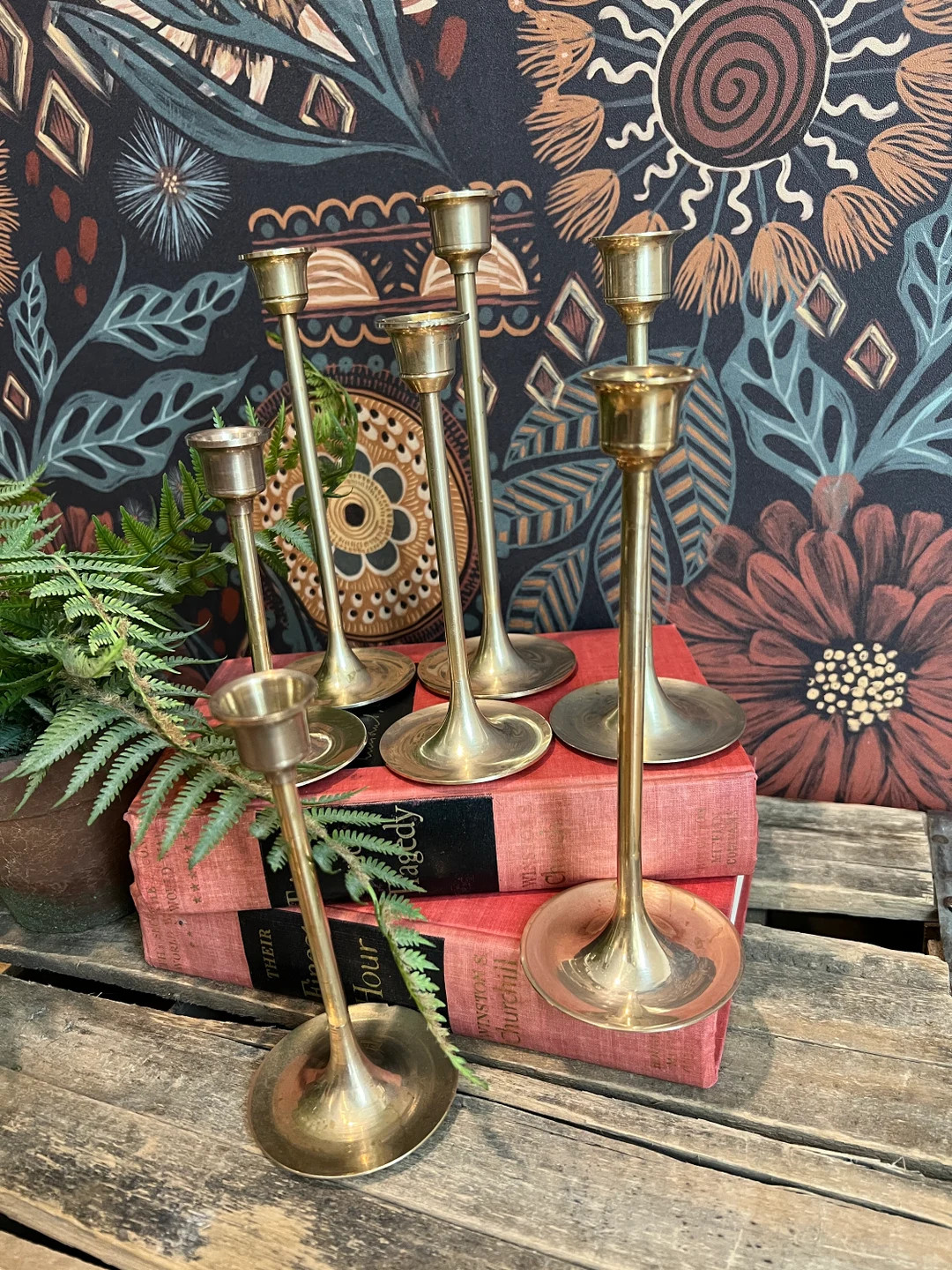 7 Vintage Brass Candlesticks - Etsy | Etsy (US)