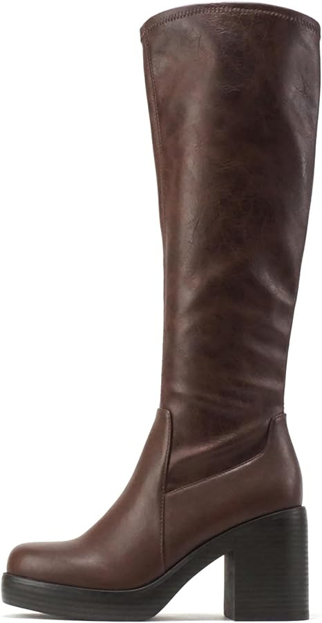 Soda Sonia ~ Women Knee High Chunky Block Heel Platform Boots | Amazon (US)