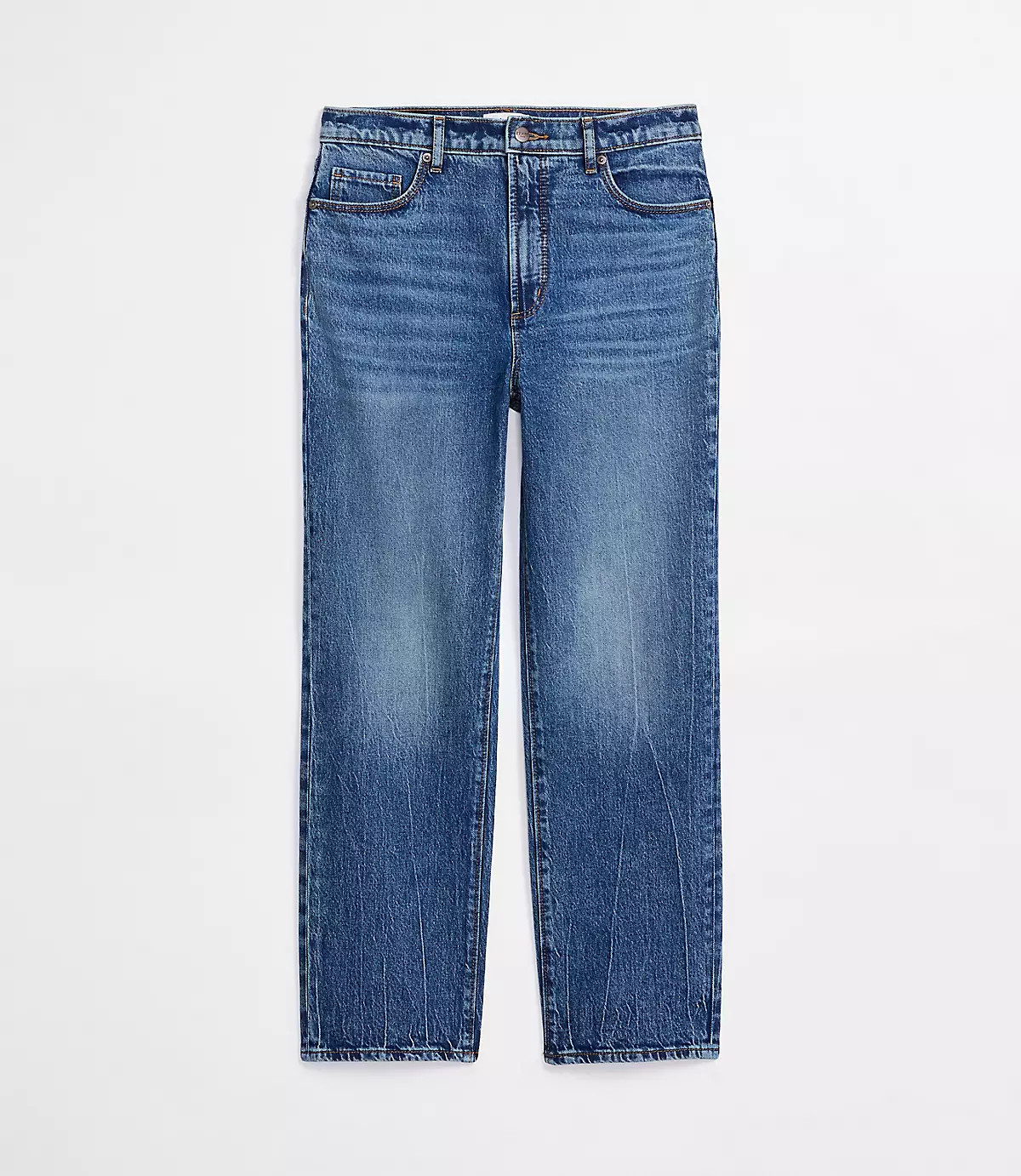 Rivete High Rise Straight Jeans in Echo Wash | LOFT