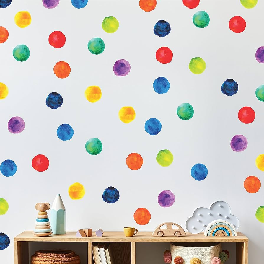 Wallency Polka Dot Wall Decals - Fabric Wall Decal - Watercolor Round Wall Stickers, Nordic Nurse... | Amazon (US)