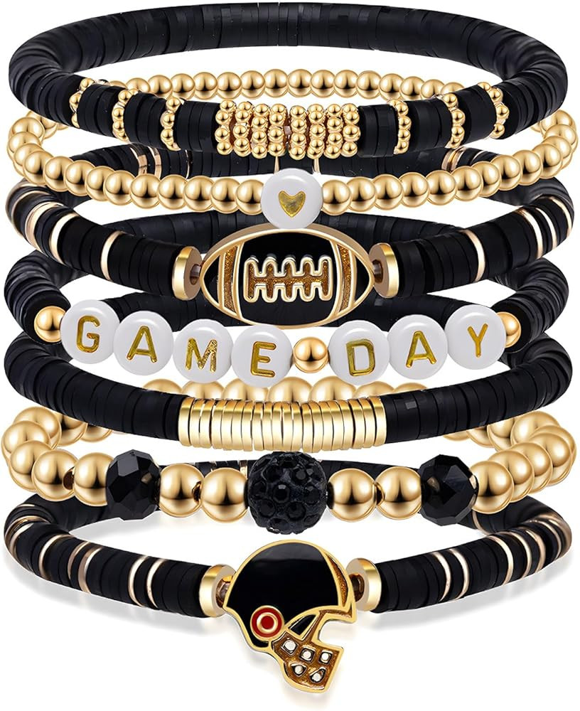 Artlunar Game Day Football Charm Bracelet: Stackable Sports Jewelry for Moms & Dads - Perfect for... | Amazon (US)