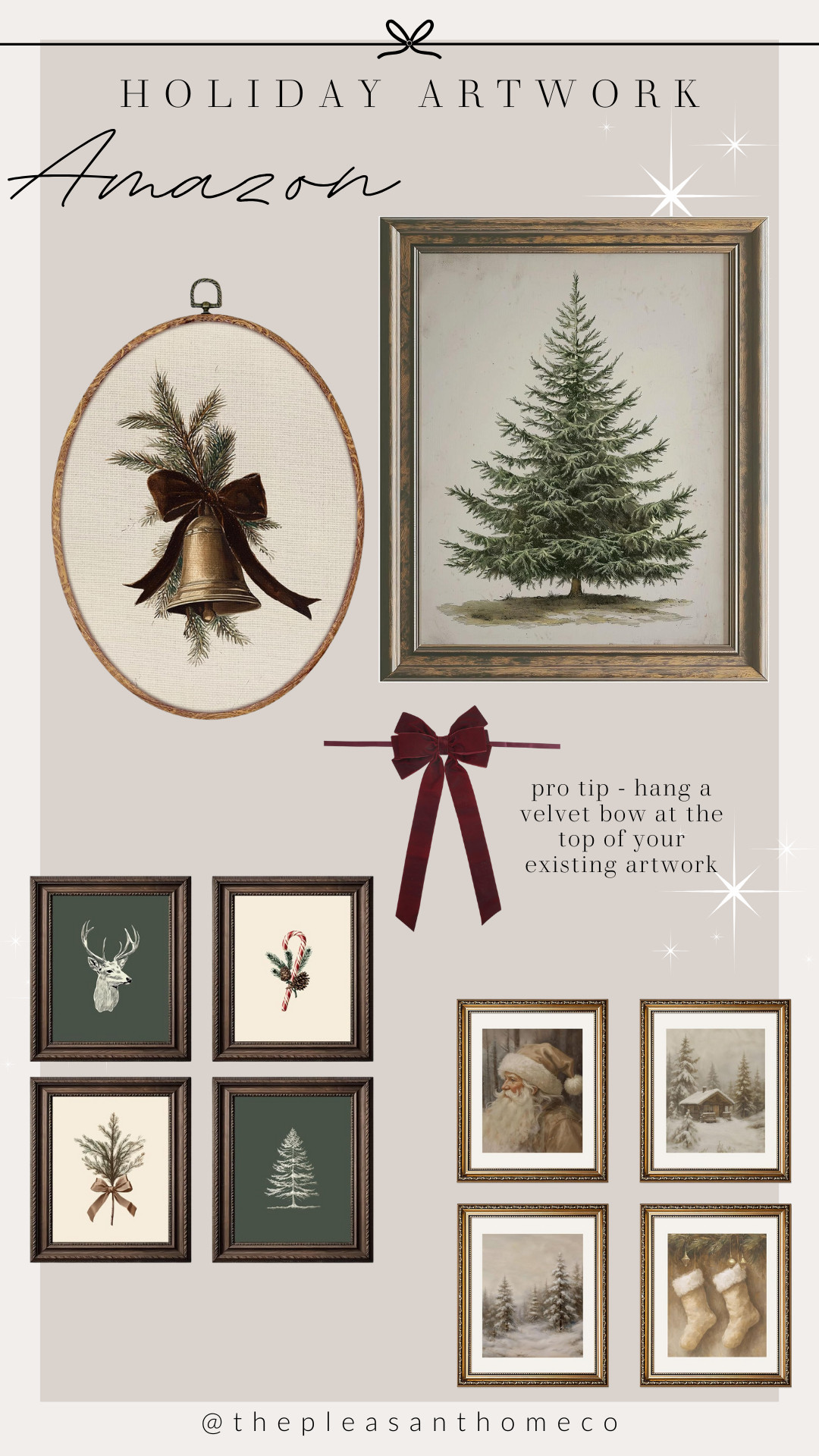 Holiday Artwork / Holiday Decor / Christmas Home Decor / Christmas Photos / Holiday Frames / Bows / Velvet Bows / Holiday Artwork Set  

 #LTKHoliday #LTKSeasonal #LTKHome