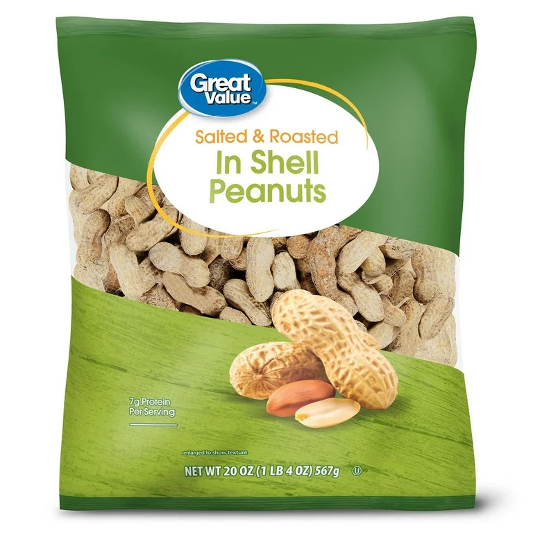 Great Value Salted & Roasted in Shell Peanuts, 20 oz | Walmart (US)