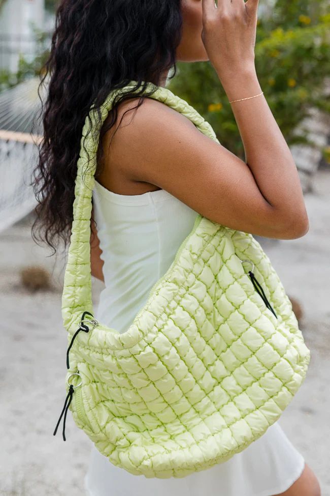Lime Green Quilted Carry-All Bag | Pink Lily