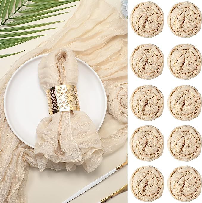 Set of 12 Gauze Cheesecloth Napkins 19.7 x 19.7 Inch Wrinkled Dinner Napkins Decorative Cloth Nap... | Amazon (US)