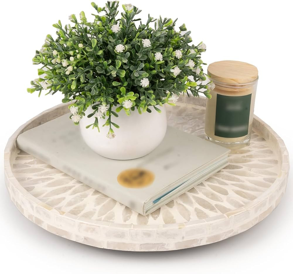 CLAYNIX Mother of Pearl Turntable Organizer - Table & Countertop, Cabinet & Pantry Lazy Susan (12... | Amazon (US)