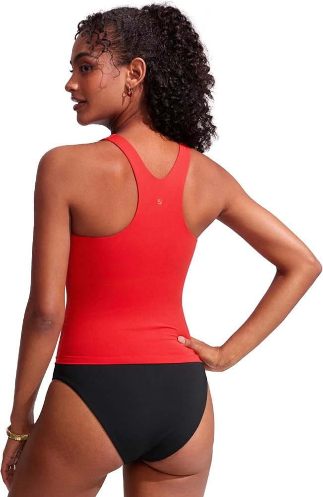 CRZ YOGA Racerback Tankini Tops for Women - Padded High Neck Modest Swim Sports Bathing Tank Only | Amazon (US)