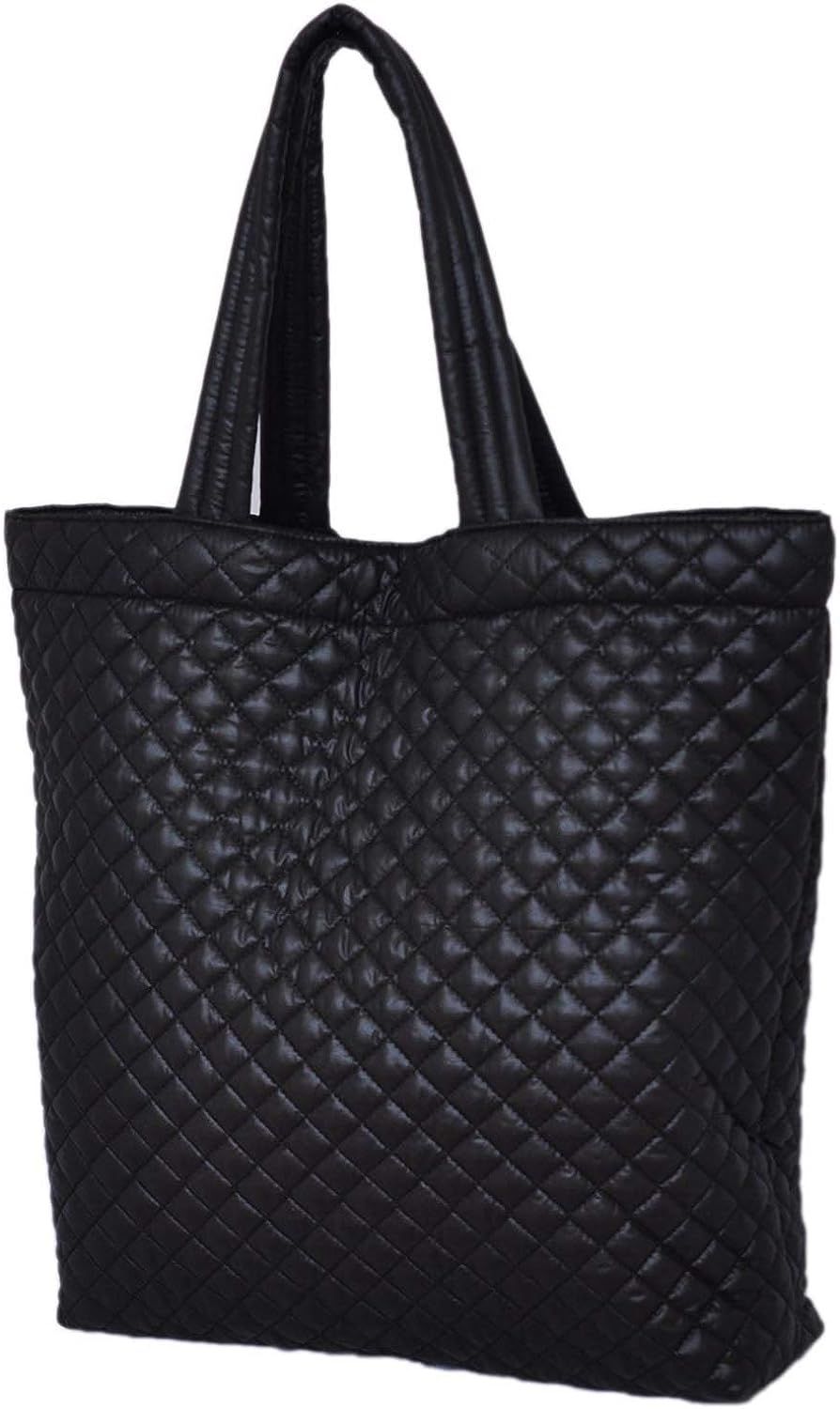 ClaraNY Comfortable light weight quilted market Tote water repellent Black | Amazon (US)