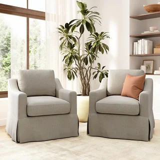 Bush Home Harper Swivel Accent Chairs with Slipcovers - Set of 2 - 29.13" W x 30.83" D x 36.22" H... | Bed Bath & Beyond